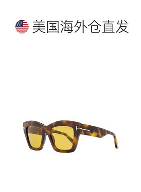 自营 Tom Ford方形全边太阳镜，金色哈瓦那镜框和棕色镜片Ft11915