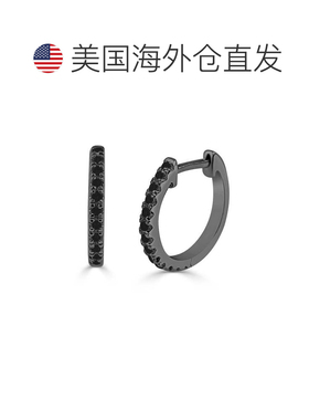 自营sabrina14K Black Diamond Huggie Earring  - 14K Gold Earr
