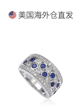 自营 Suzy Levian 蓝宝石和钻石纯银和 18K 金戒指 - 蓝色 美国奥
