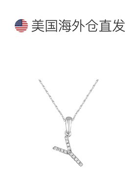 自营sabrina14k 白金和钻石初始项链 - 白色 y 美国奥莱直发吊坠