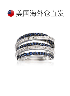 自营 ross-simons 罗斯-西蒙斯蓝宝石和 . 925 纯银钻石公路戒指