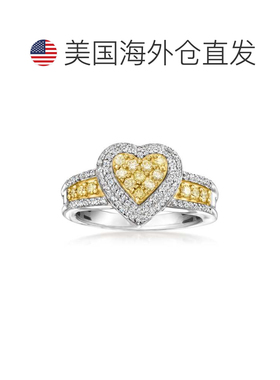 自营Ross-Simons White and Yellow Diamond Heart Ring in Sterl