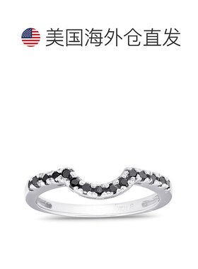自营 pompeii31/4 克拉 Blacak 钻石弧形缺口婚礼订婚戒指 - 10k