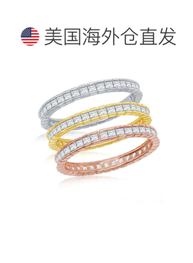 自营 simona 925 纯银三色 Channel-Set Baguette CZ Eternity 三