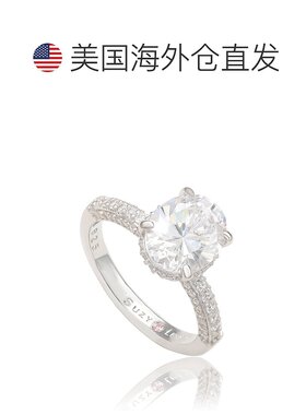 自营 Suzy Levian 纯银椭圆形方晶锆石密钉订婚戒指 - 白色 美国