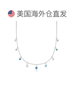 自营Ross-Simons Bezel-Set Tonal Blue Topaz Station Necklace