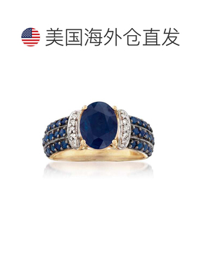自营 ross-simons14 克拉黄金罗斯-西蒙斯蓝宝石戒指配钻石口音 -