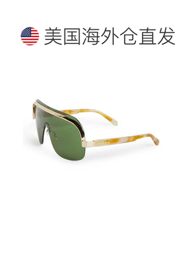 自营Palm Angels Sunglasses Shield Rimless, Black/gold Frame