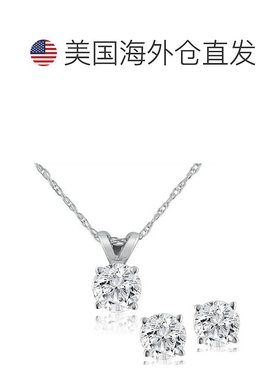 自营 pompeii3钻石单石项链和耳钉套装 5/8 克拉总重量 14K 白金