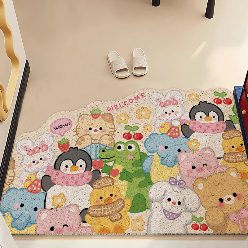 Cartoon Cute Entry Door Floor Mat Wire Circle Dust Removal Carpet