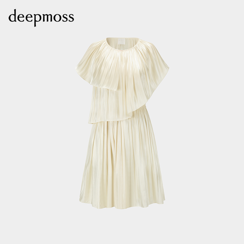 【deepmoss】2024春夏新款女装时尚休闲水泽不规则层次拼接连衣裙 - 图3