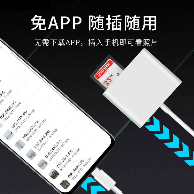 typec读卡器CF/SD/TF内存卡手机转单反相机存储卡适用佳能华为苹果14iphone13promax转换头OTG读取正品多合一