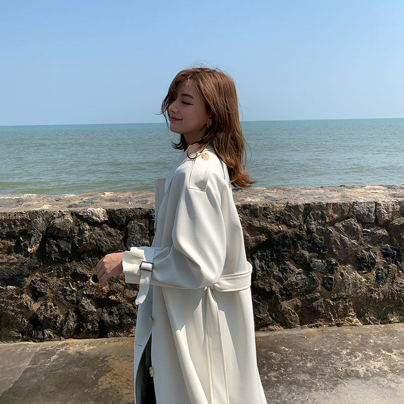白色中长款春秋2020新款chic风衣 欢喜衣橱风衣