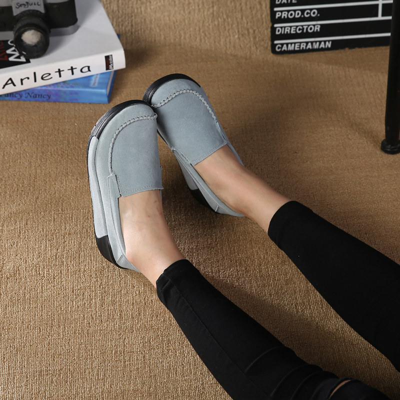 真皮女单鞋一脚蹬坡跟浅口松糕女鞋老北京布鞋妈妈舒适软底春秋款,淘宝优惠券,粉丝福利购,淘宝优惠卷