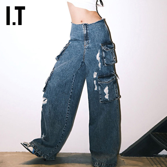 ITGROUNDZERO workwear denim wide-leg pants