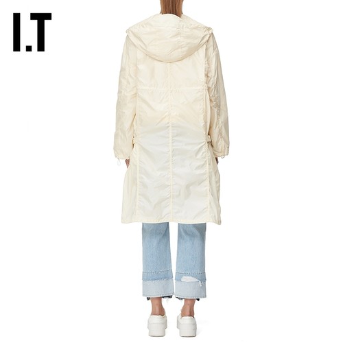 IT SJYP女装连帽长外套新品时尚休闲字母印花拉链薄外套JM110WXI - 图1