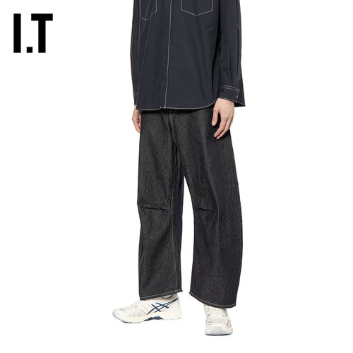 IT CDG COMME des GARCONS HOMME男装宽松牛仔长裤弯刀裤复古街潮 - 图1