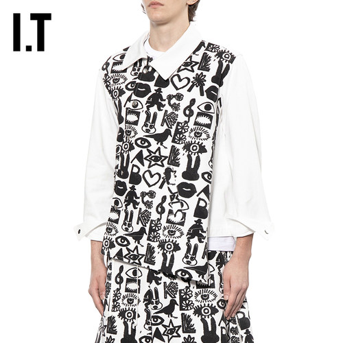 IT CDG COMME des GARCONS HOMME BLACK情侣款斜门襟牛仔夹克外套 - 图1
