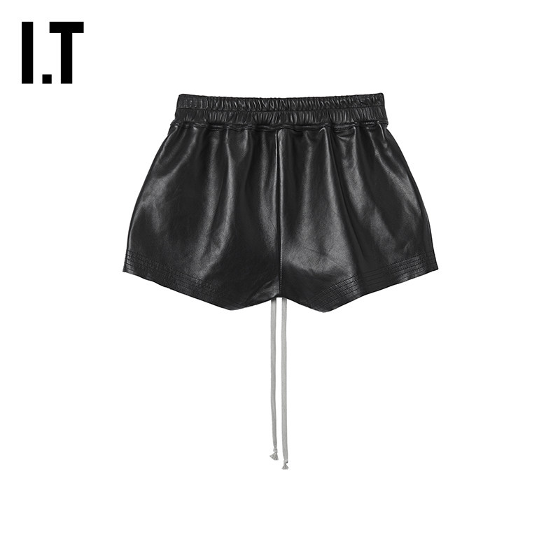 IT Rick Owens女装合身皮裤短裤新款时髦摩登拼接休闲裤6316LB0Q,淘宝优惠券,粉丝福利购,淘宝优惠卷
