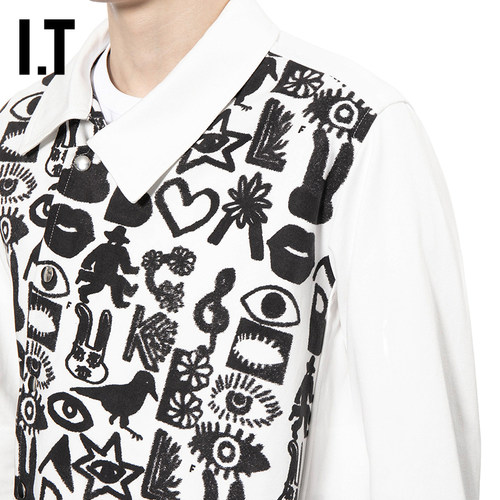 IT CDG COMME des GARCONS HOMME BLACK情侣款斜门襟牛仔夹克外套 - 图2