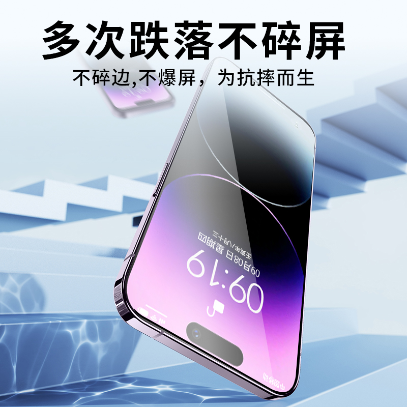 苹果16钢化膜iphone15pormax/14/13/12/11防窥膜plus全屏ip手机贴膜pm新款防窥mini十六二狗适用pormax防指纹