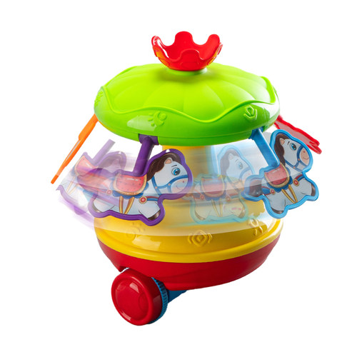 婴幼儿宝宝学步学爬推推乐玩具儿童1岁3旋转木马叮当响手推车玩具 - 图0