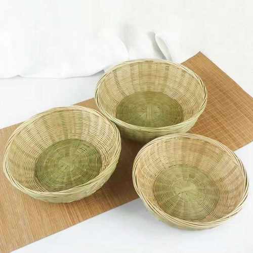 竹编馒头筐竹编制品馒头馍筐筲簸箕农家用手工圆收纳沥水篮竹篓筐 - 图3