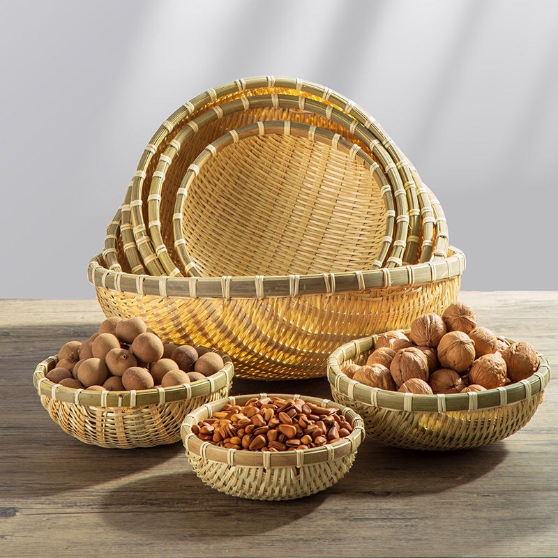 竹编簸箕馒头收纳筐竹制品篮子竹编筐洗菜沥水淘米篮水果篮小箩筐,淘宝优惠券,粉丝福利购,淘宝优惠卷