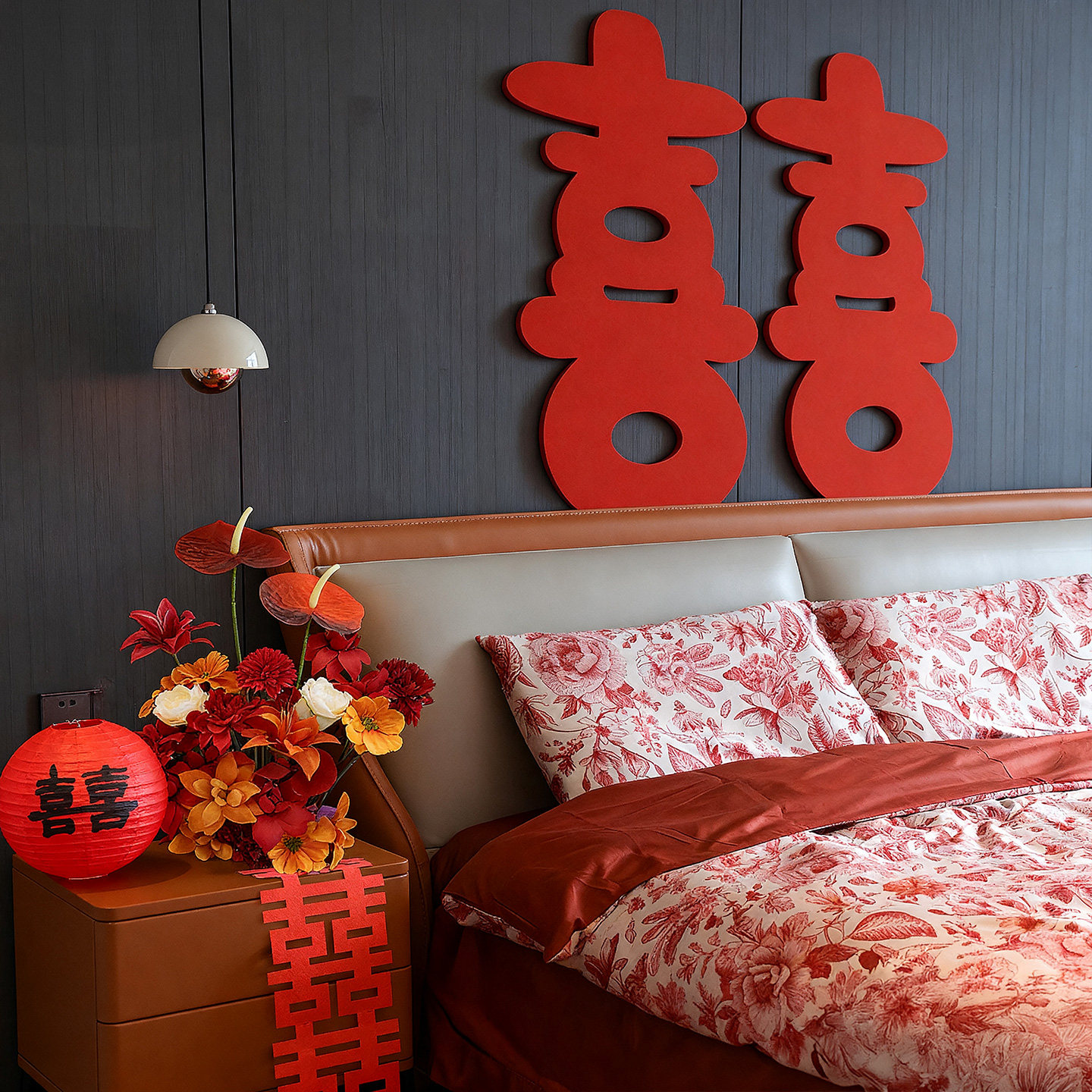 婚房卧室床头布置仿真花桌面灯笼花艺装饰氛围感茶几床头桌花用品,淘宝优惠券,粉丝福利购,淘宝优惠卷