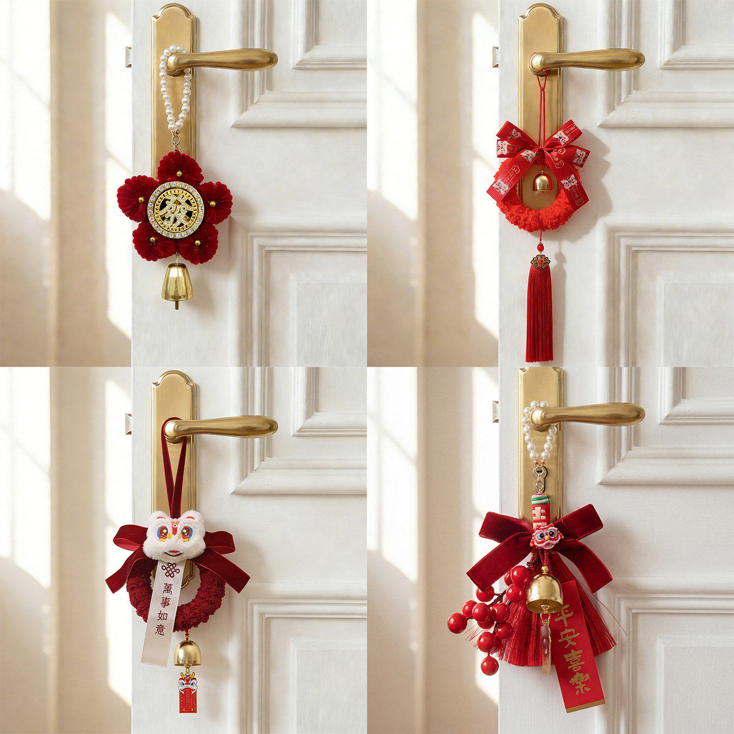 新年红色醒狮挂饰福字门把手装饰品挂件马年春节入户氛围场景布置,淘宝优惠券,粉丝福利购,淘宝优惠卷