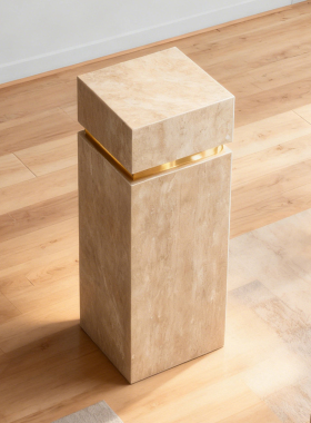 天然白洞石大理石摆件底座高级感