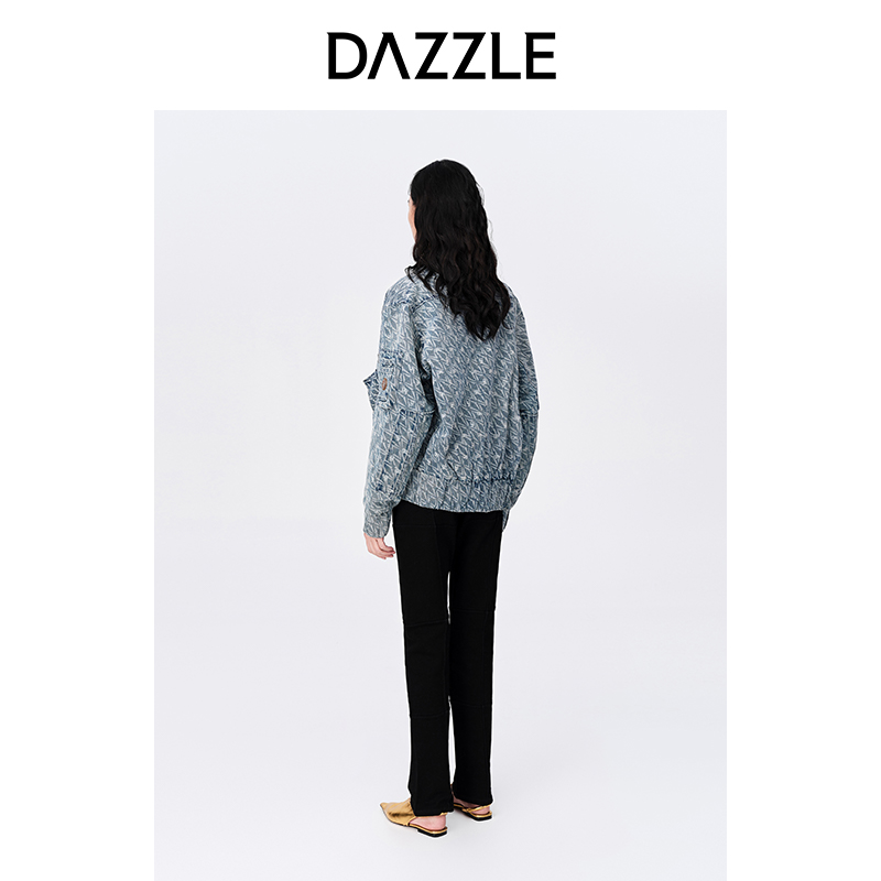 DAZZLE地素奥莱 立体LOGO设计感牛仔棉服外套女2D4RB156S
