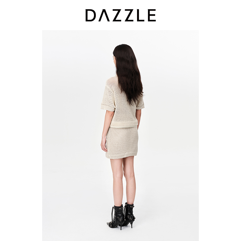DAZZLE地素奥莱春夏装肌理感直筒针织裙半身裙短裙女 - 图2
