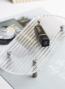 ins风托盘摆件客厅玄关钥匙收纳亚克力香薰香水化妆品摆台展示架