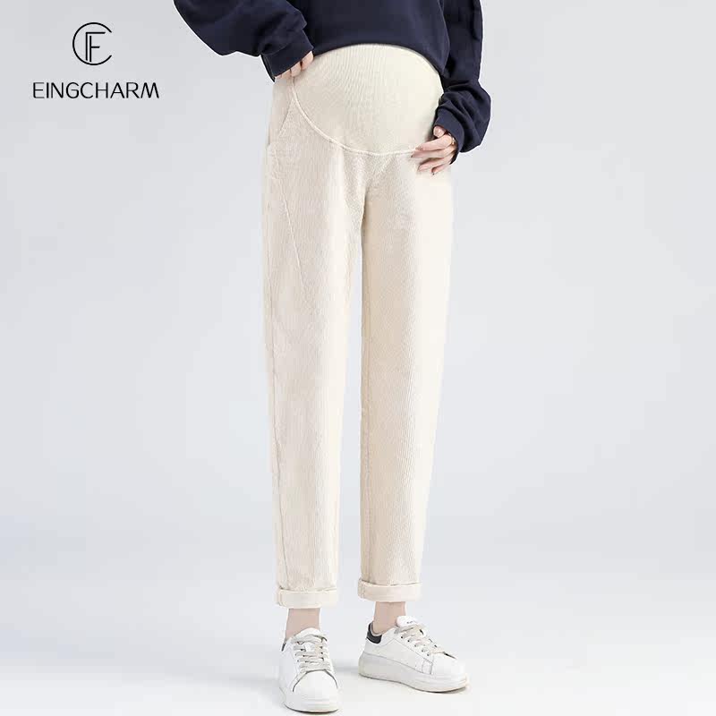 秋冬外穿宽松时尚托腹冬款孕妇裤子 茵魅孕妇直筒裤