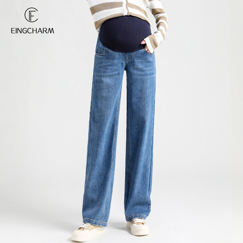 孕妇裤秋季外穿宽松阔腿裤牛仔裤 茵魅孕妇直筒裤