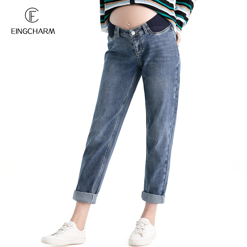 孕妇秋冬季加绒宽松老爹外穿牛仔裤 茵魅孕妇直筒裤