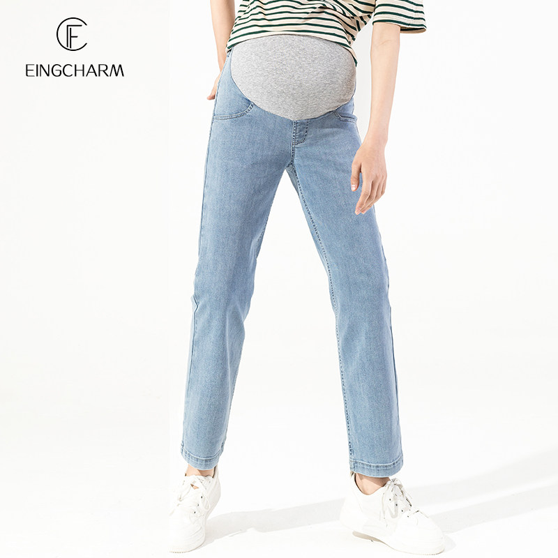 孕妇春款外穿潮妈直筒裤老爹牛仔裤 茵魅孕妇直筒裤