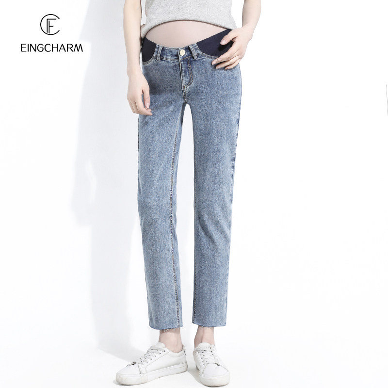 孕妇春秋季潮妈外穿宽松直筒牛仔裤 茵魅孕妇直筒裤