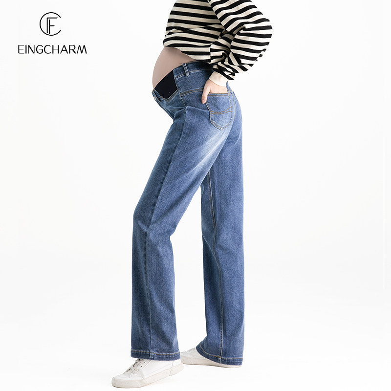 孕妇春装潮妈外穿大码宽松牛仔裤 茵魅孕妇直筒裤