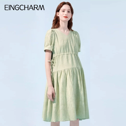 Летнее платье для беременных, длинная юбка, хлопковая летняя одежда, средней длины, подходит для подростков, в корейском стиле, А-силуэт