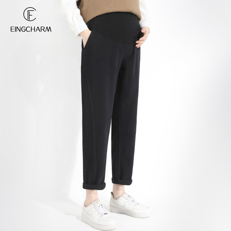 孕妇裤秋冬外穿直筒加绒宽松哈伦裤 茵魅孕妇直筒裤