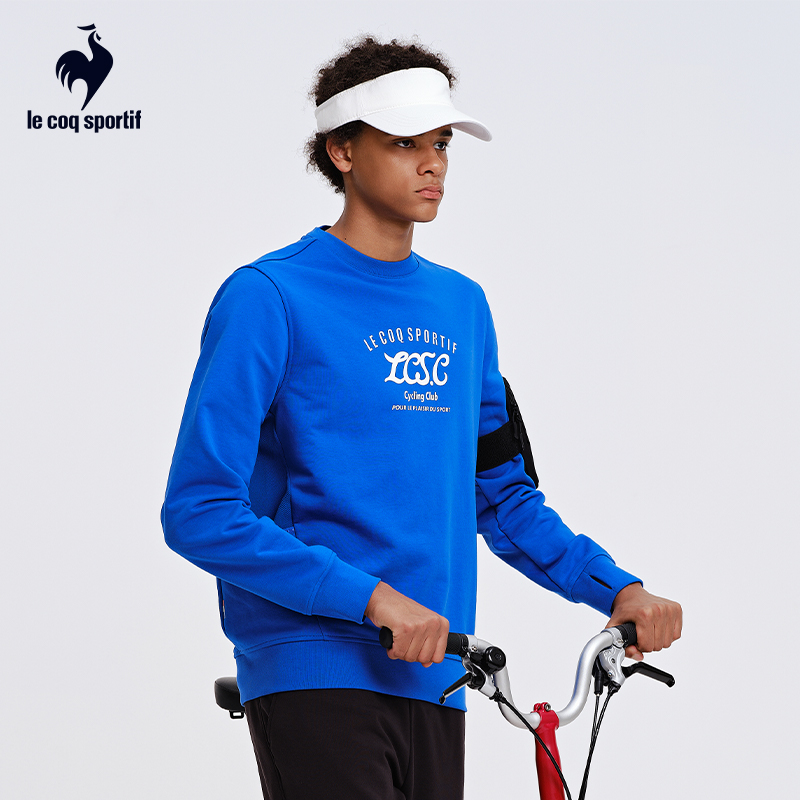 【骑行】乐卡克法国公鸡春秋季男子针织圆领运动休闲卫衣套头衫 - 图1