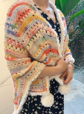雪妃尔七星毯披肩材料包【含钩针加记号扣】手工编制DIY