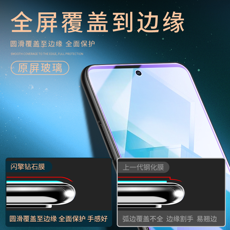 适用iqooz8钢化膜高清抗蓝光vivoiq00z8x手机贴膜防摔防爆保护爱酷z8刚化膜全屏全覆盖玻璃iqz8x防指纹无白边-图0