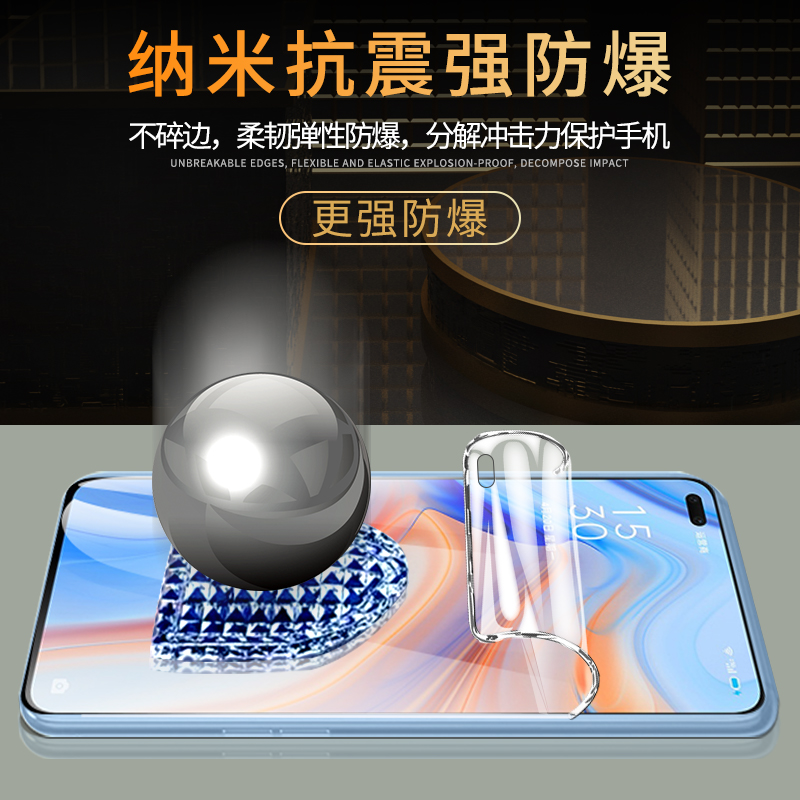 适用opporeno4手机膜高清Reno4Pro水凝膜曲面保护reno4se钢化膜全屏覆盖OPPOReno4全胶防摔软膜4se防指纹屏保 - 图1