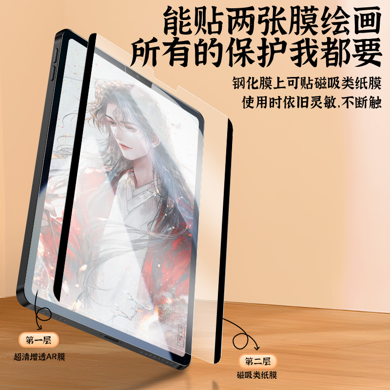 适用ipad类纸膜air5磁吸式可拆卸iPadpro2022款手写ipad10平板mini6磨砂5苹果air4纸质7钢化膜9吸附8画画贴膜