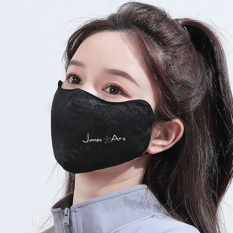 高颜值~防晒口罩遮全脸面纱女夏季冰丝防紫外线透气脸罩骑行面罩 - 图1