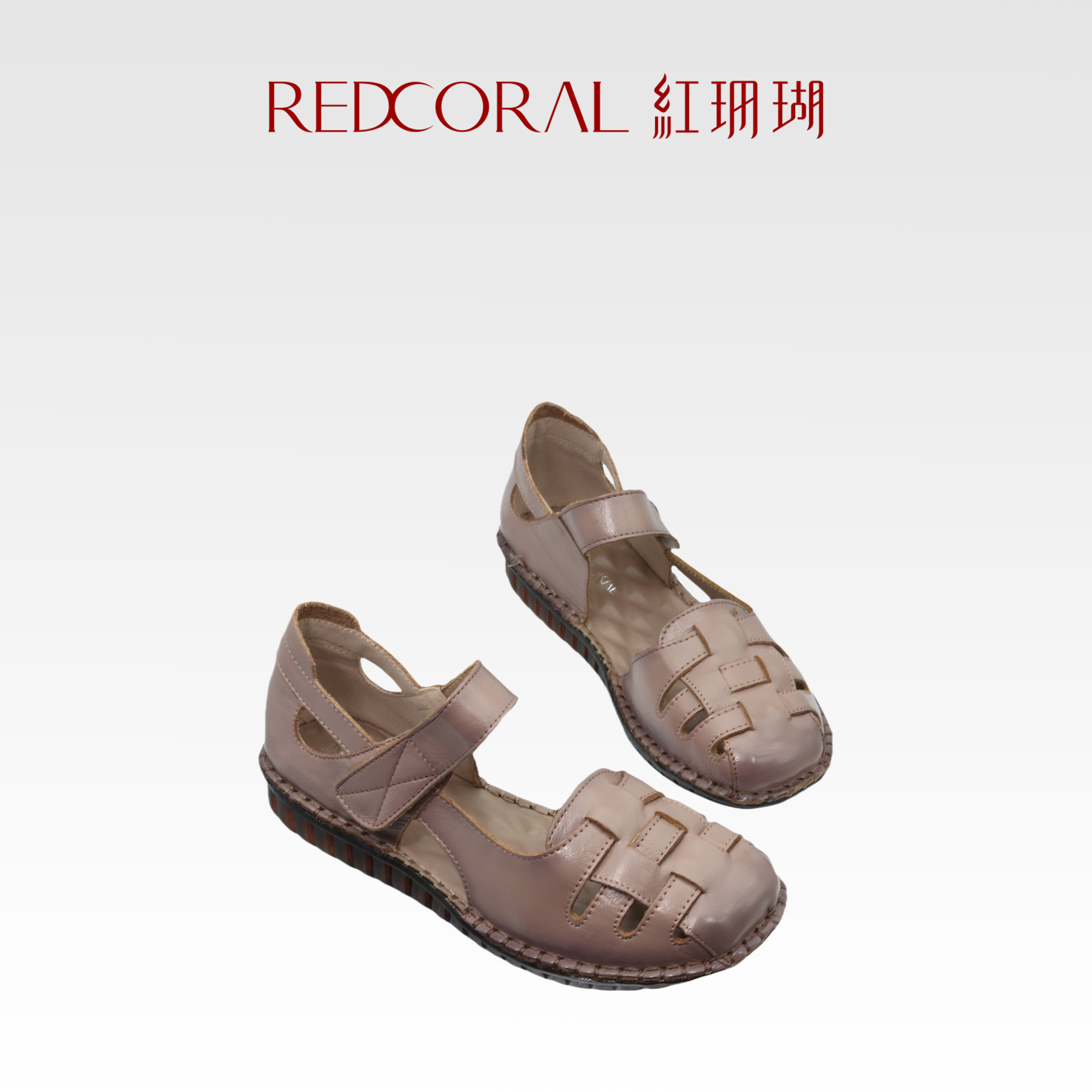 REDCORAL/红珊瑚真皮凉鞋女   牛皮休闲简约百搭外穿一字带女鞋子 - 图3