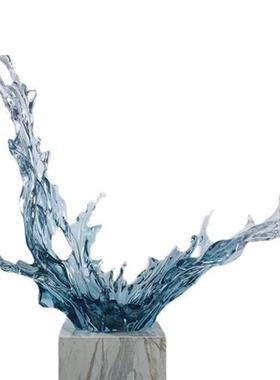 创意大型浪花雕塑酒店大堂餐厅轻奢透明树脂艺术品落地摆放定制